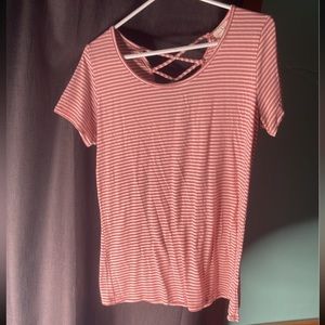 Cross-backed striped T-shirt
